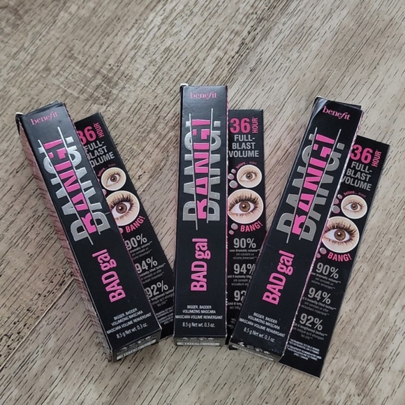 Benefit Cosmetics Badgal Bang Waterproof Volumizing Mascara  3 Full Size Mascaras! ~Benefit Cometics Badgal BANG! Volumizing Mascara